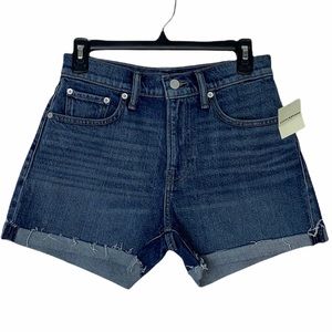 Lucky Brand Womens Relaxed Denim Jean Shorts Blue Cuffed Whiskered 0/25 New